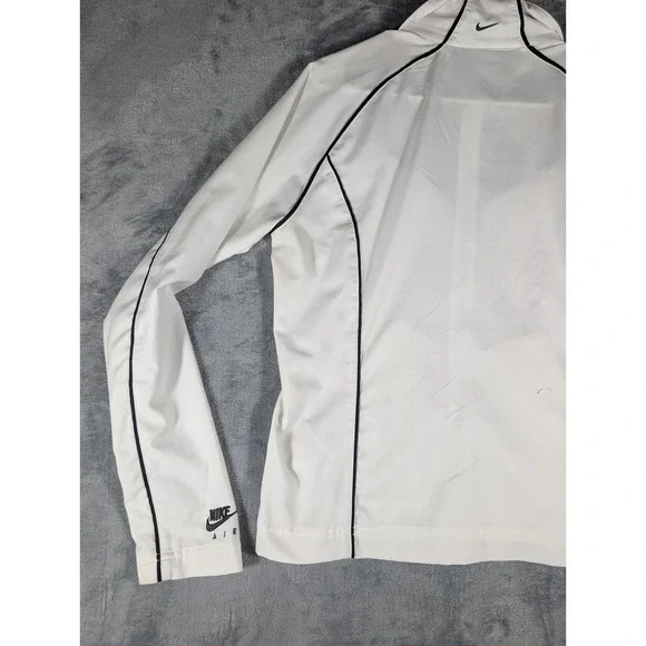 Nike Air Womens M White Black Chevron Full Zip Mock Neck Track Jacket Windbreake - Picture 7 of 10